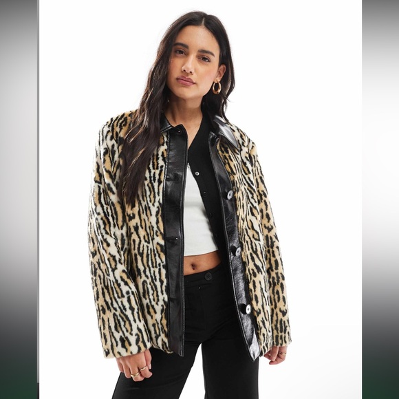 ASOS Jackets & Blazers - ASOS Leopard Print‎ Teddy Jacket